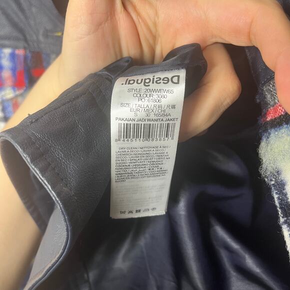 Desigual Women's Jacket Size Small Red Ingrid Trucker Jacket Tartan Plaid - Picture 7 of 9